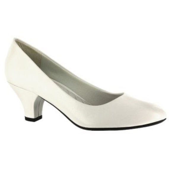 easy street Shoes - NEW EASY STREET WOMENS FABULOUS FAUX LEATHER SLIP ON HEELS PUMPS SHOES WHITE